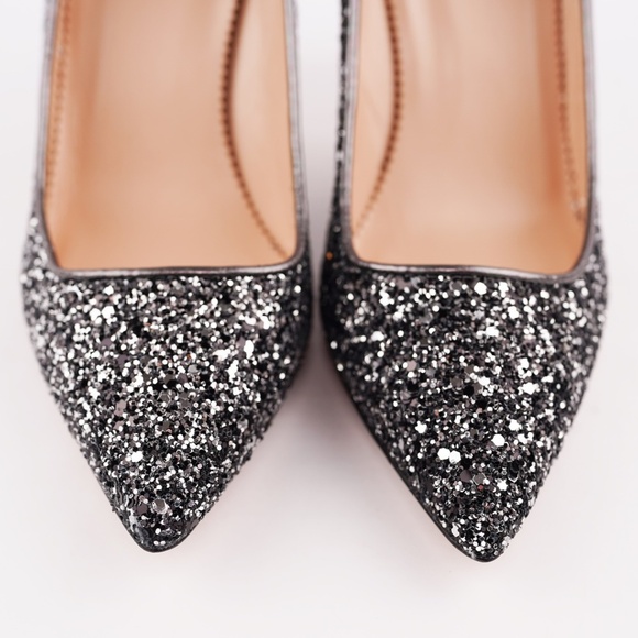 New JCREW Elsie Pumps in Gunmetal Glitter - Picture 5 of 7